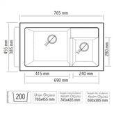 Onix 2B 765 Granit Super Whıte Eviye