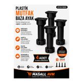 Online Masall AVM Mutfak baza ayak 10mm plastik 4 adet siyah dolap,şifonyer,komidin,vestiyer,konsol ve mutfak dolabı