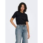 Only Kadın Regular Fit Bisiklet Yaka Pamuklu Basic Tişört Siyah - XS
