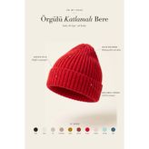 OnMyHead Kırmızı Örgülü Katlamalı Bere