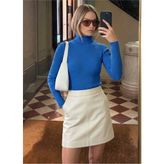 Onno Style Fitilli Balıkcı Yaka Basic Kazak - Saks Mavi - XL