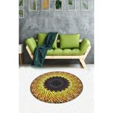 Ontheclouds Sarı Siyah Jüt Hasır Kilim, 100 x 100