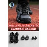 Onur Akıllı Kilitli Lastik Ayakkabı Bağcığı Elastik Bağcık 100 cm Siyah