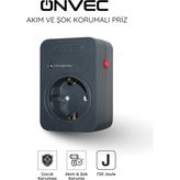 Onvec Basic Akım ve Şok Korumalı Priz 720 Joule - Antrasit