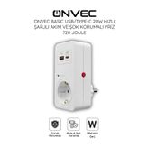 Onvec Basic Usb/Type-c 20W Hızlı Şarjlı Akım ve Şok Korumalı Priz 720 Joule