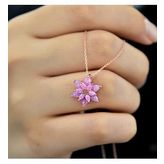 Opal Taşlı Yaşam Çiçeği Gümüş Kolye