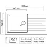 OPAL UM-100 XL Super Whıte Granit Eviye