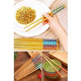 Optana 1 Çift Chopstick Yıkanabilir Organik Ahşap Desenli Bambu Yemek Çubuğu, Sushi Japon Çin Yemek Çubuğu