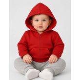 Organickid Basic Bebek Kırmızı Kapüşonlu Sweatshirt - 6 - 9 Ay