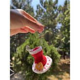Örgü Çay Bardağı Anahtarlık, Çanta Aksesuarı, Çanta Süsü, El Emeği Hediyelik