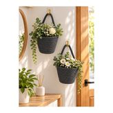 ÖRGÜM Sepet Dekoratif 2'Li Mini Yapay Çiçek Sepeti 12x10 cm ASMA APARATLARI VE BİTKİLER DAHİL DEĞİLDİR