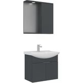 Orka Banyo Dolabı Purus 65 Cm Asma Banyo Dolabı Takımı Antrasit (Spot Aynalı)I Antrasit (Spot Aynalı)