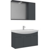 Orka Banyo Purus 100 cm Asma Banyo Dolabı Takımı (Spot Aynalı) - Mat Antrasit