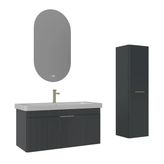 Orka Procida 105 Cm Mat Antrasit Banyo Dolabı Takımı Ve Boy Dolabı