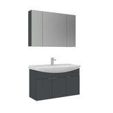 Orka Purus 100 Cm Mat Antrasit Ayna Dolaplı Banyo Dolabı Takım (Asma)
