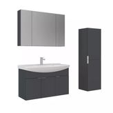 Orka Purus 100 Cm Mat Antrasit Ayna Dolaplı Banyo Dolabı Takım Ve Boy Dolabı (Asma)