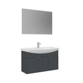 Orka Purus 100 Cm Mat Antrasit Düz Aynalı Banyo Dolabı Takımı (Asma)