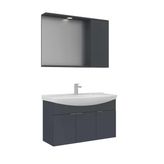 Orka Purus 100 Cm Mat Antrasit Spot Aynalı Banyo Dolabı Takım (Asma)