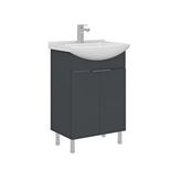 Orka Purus 55 Cm Ayaklı Lavabolu Banyo Alt Dolabı Antrasit