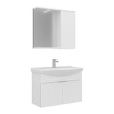 Orka Purus 80 cm Beyaz Spot Aynalı Kapaklı Aynalı Dolaplı Banyo Dolabı Takımı