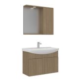 Orka Purus 80 cm Budva Spot Aynalı Kapaklı Aynalı Dolaplı Banyo Dolabı Takımı