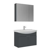 Orka Purus 80 Cm Mat Antrasit Ayna Dolaplı Banyo Dolabı Takım (Asma)