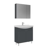 Orka Purus 80 Cm Mat Antrasit Ayna Dolaplı Banyo Dolabı Takım (Ayaklı)