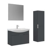 Orka Purus 80 Cm Mat Antrasit Düz Aynalı Banyo Dolabı Takım Ve Boy Dolabı (Asma)
