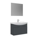 Orka Purus 80 Cm Mat Antrasit Düz Aynalı Banyo Dolabı Takımı (Asma)