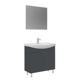 Orka Purus 80 Cm Mat Antrasit Düz Aynalı Banyo Dolabı Takımı (Ayaklı)