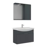 Orka Purus 80 Cm Mat Antrasit Spot Aynalı Banyo Dolabı Takım (Asma)