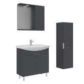 Orka Purus 80 Cm Mat Antrasit Spot Aynalı Banyo Dolabı Takım Ve Boy Dolabı (Ayaklı)