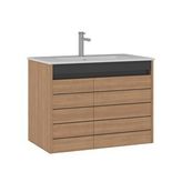 Orka Ricato 80 Cm Lavabolu Banyo Alt Dolabı Meşe
