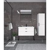 Orka Trio 80 Cm Mdf Çekmeceli Beyaz Ayaklı Banyo Dolabı Takımı Ve Boy Dolabı