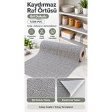 Örtücüm Dolap İçi Raf Örtüsü Buzdolabı Çekmece Çok Amaçlı Mutfak Parlak Kaymaz Kaydırmaz Pvc Gri Düz Desenli