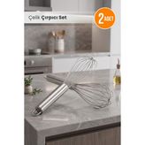 Orvila 2'li Çelik Lüx Çırpıcı Set 25 cm - Krom