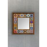 Oscar Stone Ahşap 33x33 cm Çerçeveli Mozaik Mirror Doğaltaş Ayna