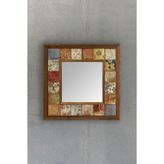 Oscar Stone Decor AYN-020 Ahşap 33x33 cm Çerçeveli Mozaik Doğaltaş Ayna