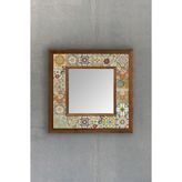 Oscar Stone Decor AYN-044 Ahşap 33x33 cm Çerçeveli Mozaik Doğaltaş Ayna