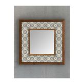 Oscar Stone Decor AYN-059 Ahşap 33x33 cm Çerçeveli Mozaik Doğaltaş Ayna