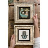 Oscar Stone Decor Çerçeveli Taş Duvar Dekoru Tablo 20x20cm 2'li Set (1213-114) Şahmeran Fatma Ana 2-2CDD-174