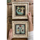 Oscar Stone Decor Çerçeveli Taş Duvar Dekoru Tablo 20x20cm 2'li Set (1213-1224) Şahmeran Ebruli