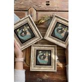 Oscar Stone Decor Çerçeveli Taş Duvar Dekoru Tablo 20x20cm 3'lü Set Siyah Şahmeran