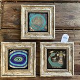 Oscar Stone Decor Çerçeveli Taş Duvar Dekoru Tablo 3'lü Set 20x20 cm Şahmeran Nazar Göz Yaşam Çiçeği