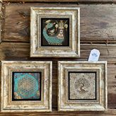 Oscar Stone Decor Çerçeveli Taş Duvar Dekoru Tablo 3'lü Set 20x20 Şahmeran Hayat Ağacı Yaşam Çiçeği
