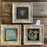 Oscar Stone Decor Çerçeveli Taş Duvar Dekoru Tablo 3'lü Set 20x20cm Yaşam Çiçek Şahmeran Hayat Ağaç