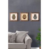 Oscar Stone Decor Masif (Ahşap) Çerçeveli 3'Lü Set Taş Tablo Pano 28X28 Cm Şahmeran Fatma Ana Eli 3Prmt-40-0591