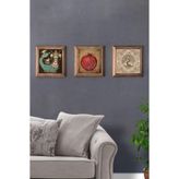 Oscar Stone Decor Masif Çerçeveli 3'Lü Set Taş Tablo Pano 28X28 Cm Şahmeran Nar Hayat Ağacı 3Prmt-40-0351