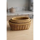 Oval Rattan 3'lü Organizer SEPET-THN76468 - Siyah
