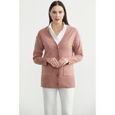 Oversize Cepli Triko Hırka - Gül